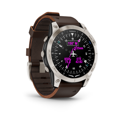 Garmin D2 Mach 1, reloj inteligente con GPS para pilotos con correa de cuero marrón Oxford (010-02582-54)