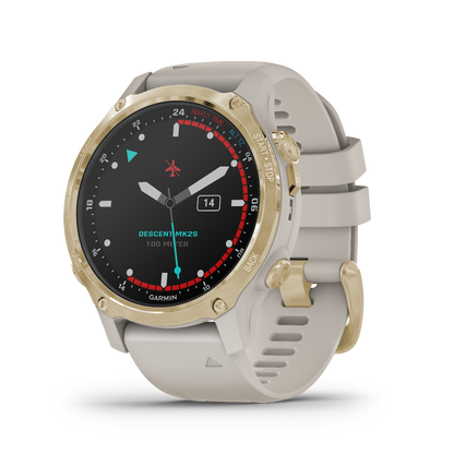 Garmin Descent Mk2S, Light Gold with Light Sand Silicone Band