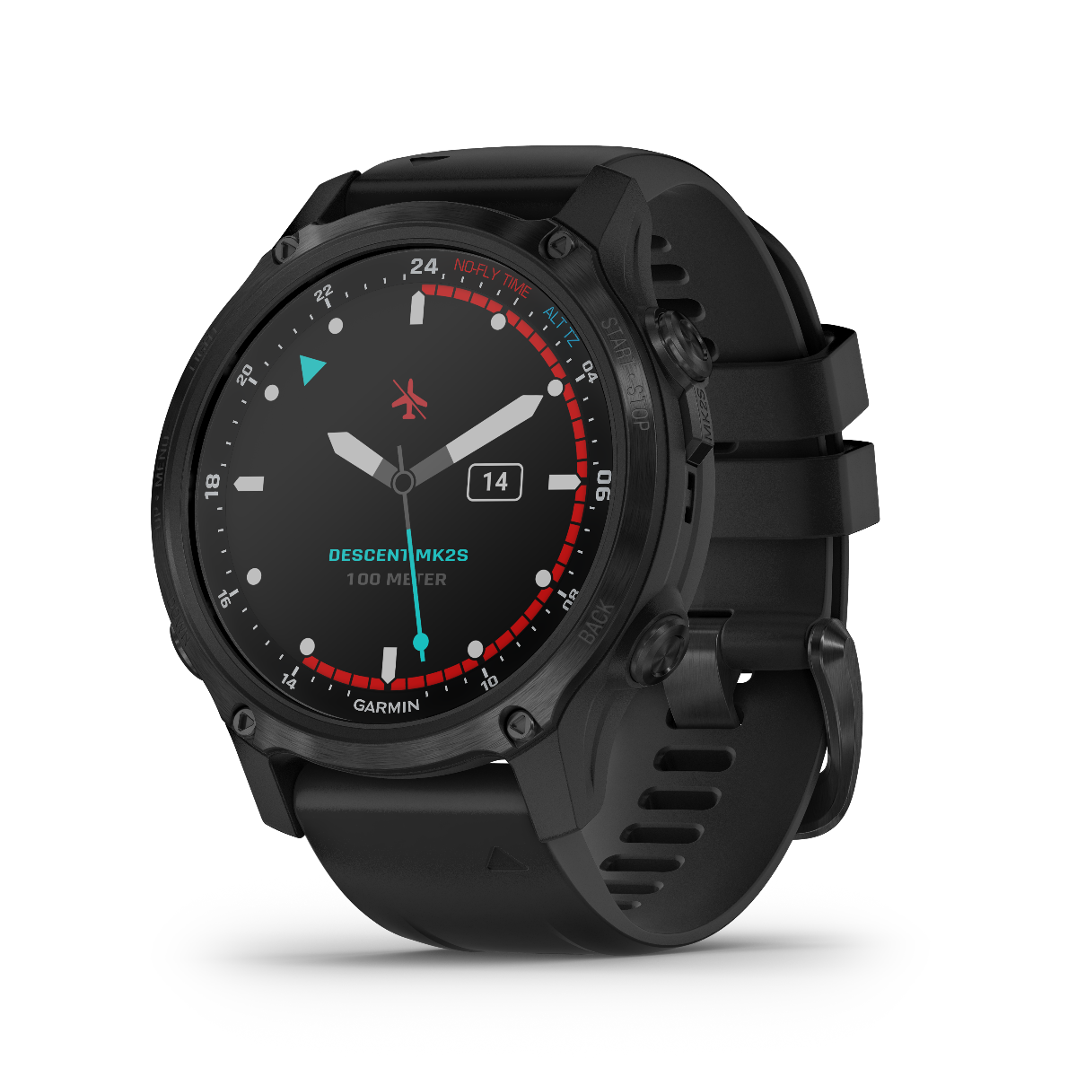 Garmin Descent Mk2S, Carbon Gray DLC with Black Silicone Band