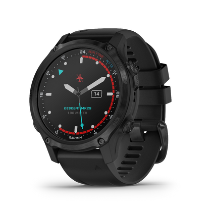 Garmin Descent Mk2S, Carbon Gray DLC with Black Silicone Band