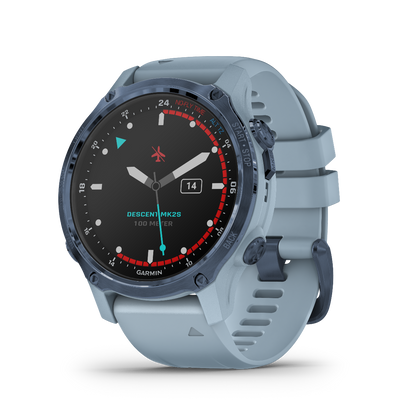 Garmin Descent Mk2S, Mineral Blue with Sea Foam Silicone Band