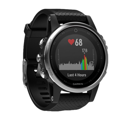 Garmin Fenix ​​5S, argent avec bracelet noir, montre connectée GPS (reconditionnée certifiée Garmin)