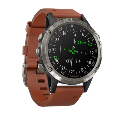 Garmin D2 Delta Aviator, bracelet en cuir marron, montre intelligente GPS pour pilotes (010-01988-30)