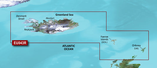 Garmin Iceland to Orkney Coastal Charts BlueChart g3 Vision | VEU043R | microSD/SD