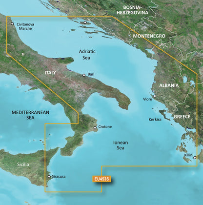 Garmin Adriatic Sea, South Coast Charts BlueChart g3 Vision | VEU453S | microSD/SD