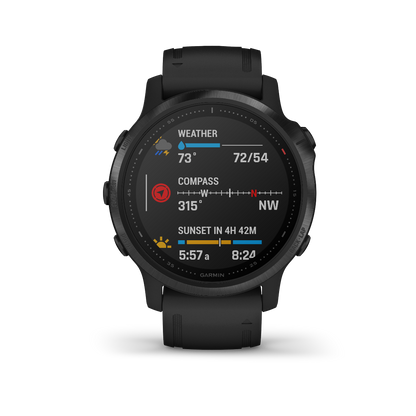 Garmin Fenix 6S Pro, Black Bezel with Black Band, GPS Smartwatch (Garmin Certified Refurbished)