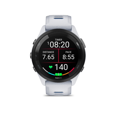 Garmin Forerunner 265 - Black Bezel with Whitestone Case and Whitestone/Tidal Blue Silicone Band