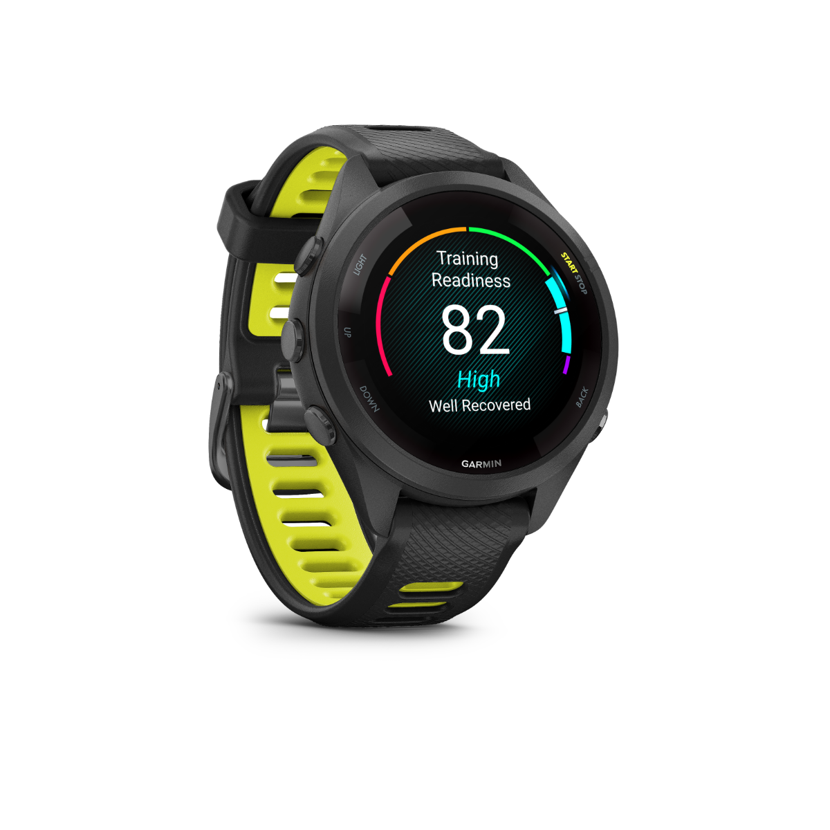 Garmin Forerunner 265S - Black Bezel and Case with Black/Amp Yellow Silicone Band