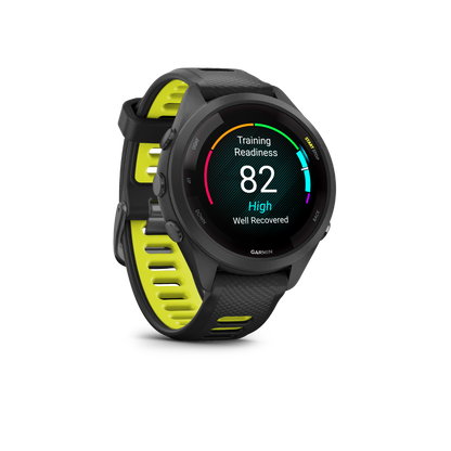 Garmin Forerunner 265S - Black Bezel and Case with Black/Amp Yellow Silicone Band