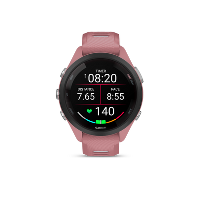 Garmin Forerunner 265S - Black Bezel with Light Pink Case and Light Pink/Whitestone Silicone Band