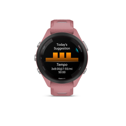 Garmin Forerunner 265S - Black Bezel with Light Pink Case and Light Pink/Whitestone Silicone Band