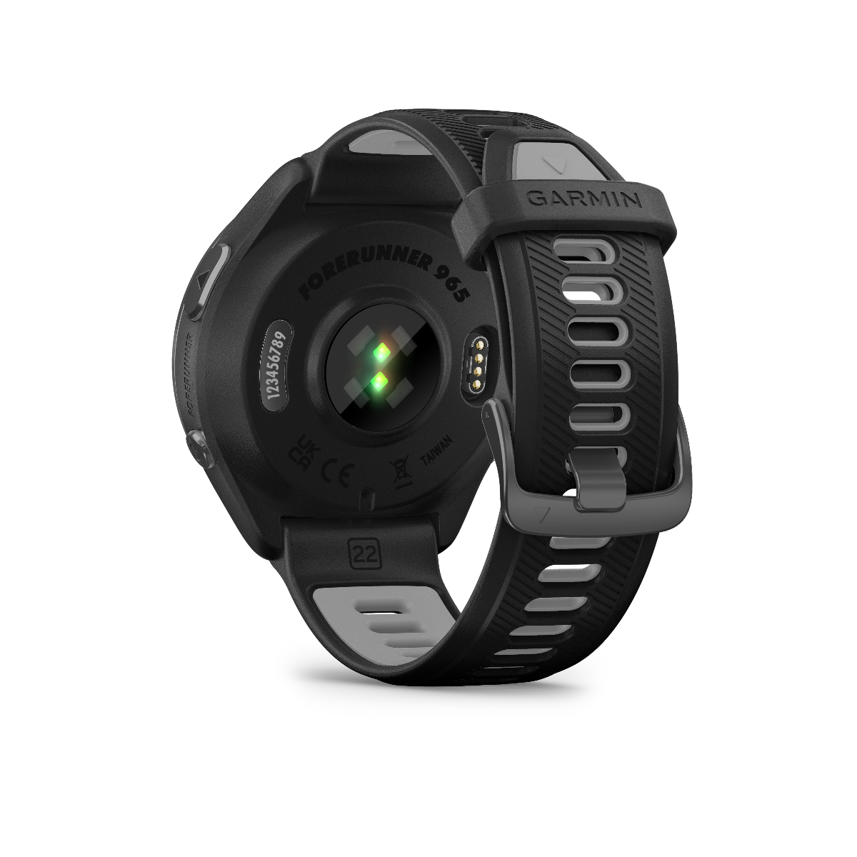 Garmin Forerunner 965, Carbon Gray DLC Titanium Bezel with Black Case and Black/Powder Gray Silicone Band