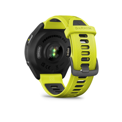 Garmin Forerunner 965 Carbon Gray DLC Titanium Bezel with Black Case and Amp Yellow/Black Silicone Band