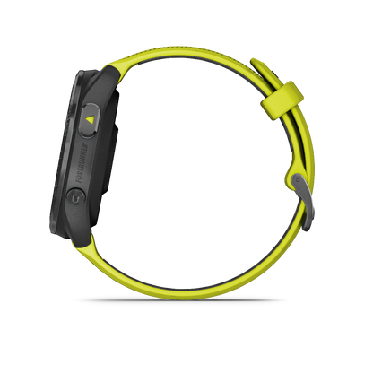 Garmin Forerunner 965 Carbon Gray DLC Titanium Bezel with Black Case and Amp Yellow/Black Silicone Band