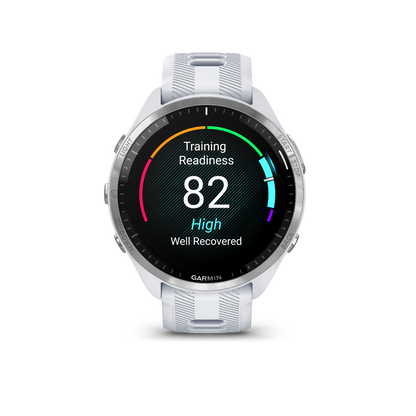 Garmin Forerunner 965 Titanium Bezel with Whitestone Case and Whitestone/Powder Gray Silicone Band