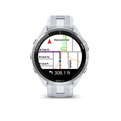 Garmin Forerunner 965 Titanium Bezel with Whitestone Case and Whitestone/Powder Gray Silicone Band