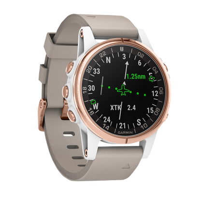 Garmin D2 Delta S Aviator, correa de cuero beige, reloj inteligente con GPS para pilotos (010-01987-30)