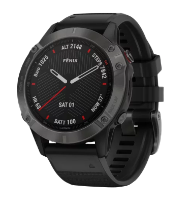 Garmin Fenix ​​6 Sapphire Carbon Gray DLC avec bracelet noir (010-02158-10)