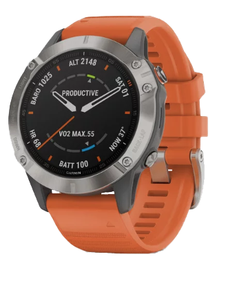 Garmin Fenix ​​6 Zafiro Titanio con Correa Naranja Ember (010-02158-13)