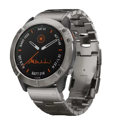 Garmin Fenix ​​6X Pro Solar Titanium avec bracelet en titane ventilé (010-02157-23)