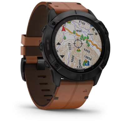 Garmin Fenix 6X Sapphire Black DCL with Chestnut Leather Band