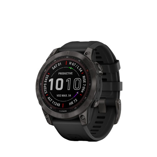 Garmin fenix 7 Sapphire Solar - Carbon Gray DLC Titanium avec bracelet noir (010-02540-20)