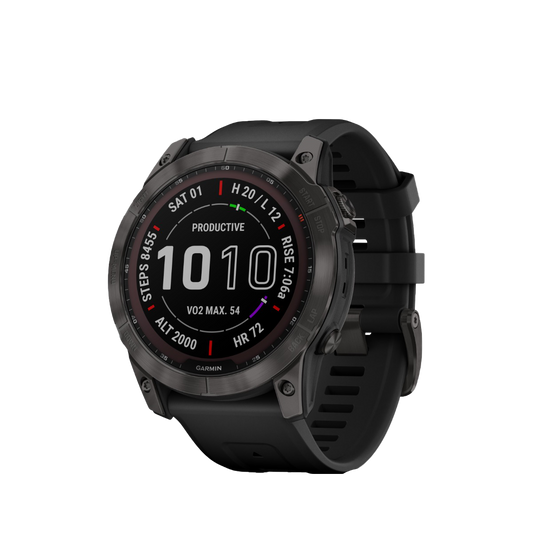 Garmin Fenix ​​7X Sapphire Solar - Titanio DLC gris carbono con correa negra (010-02541-10)