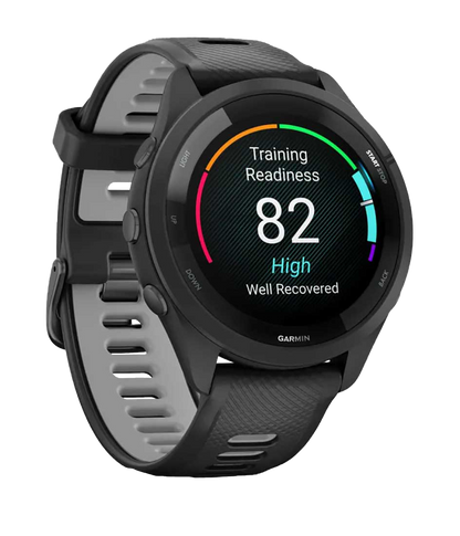 Garmin Forerunner 265 - Black Bezel and Case with Black/Powder Gray Silicone Band