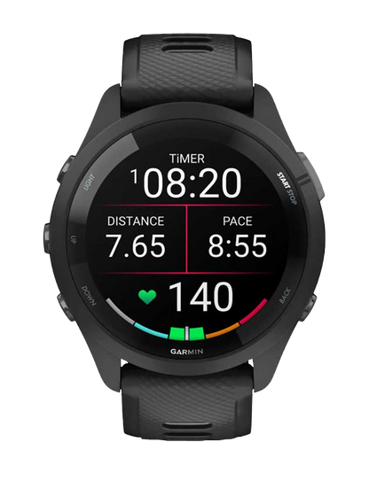 Garmin Forerunner 265 - Black Bezel and Case with Black/Powder Gray Silicone Band