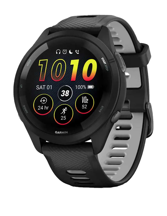 Garmin Forerunner 265 - Black Bezel and Case with Black/Powder Gray Silicone Band