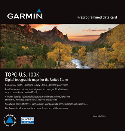 Garmin TOPO US 100K: cobertura total, tarjeta microSD