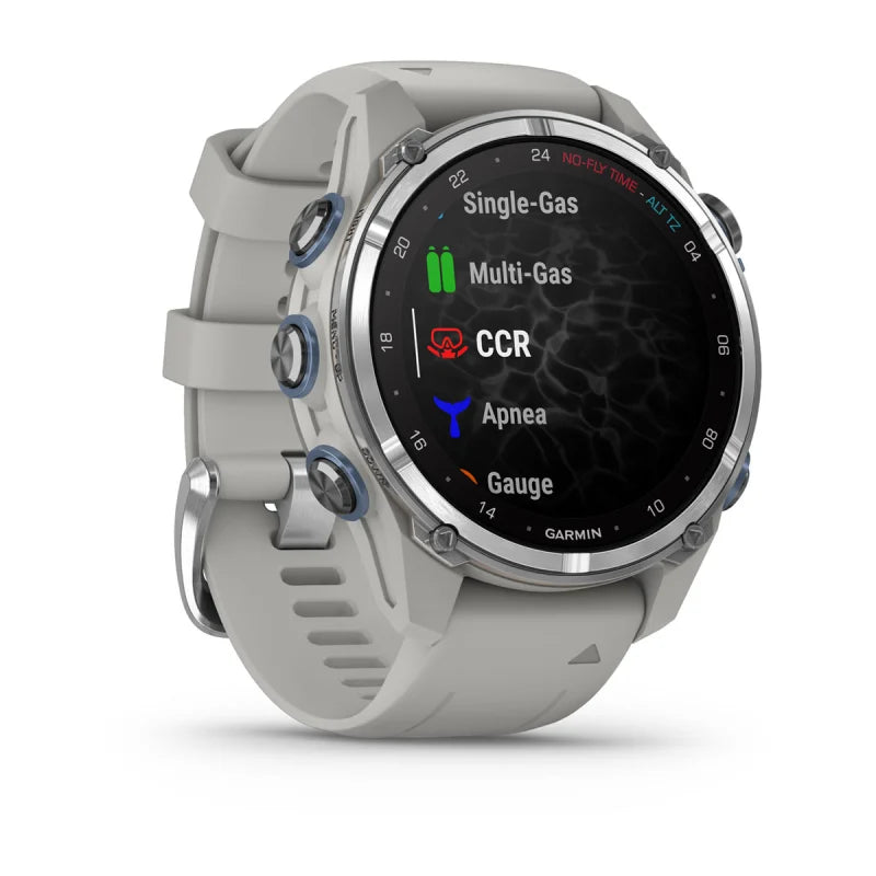 Garmin Descent Mk3, 43 mm, acero inoxidable con correa de silicona gris niebla (010-02753-03)