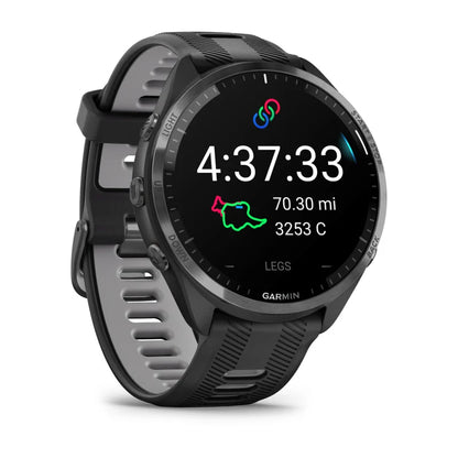 Garmin Forerunner 965, Carbon Gray DLC Titanium Bezel with Black Case and Black/Powder Gray Silicone Band (010-02809-00)