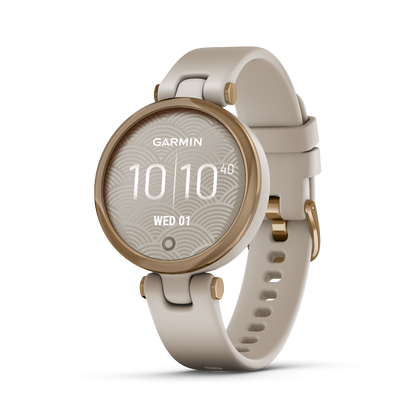 Garmin Lily - Sport Edition, Cream Gold Bezel w/ White Case and Silicone Band