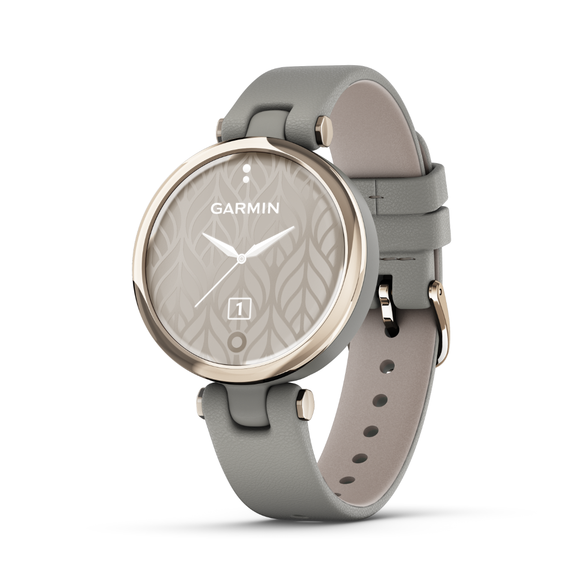 Garmin Lily - Classic Edition Cream Gold Bezel with Braloba Gray Case and Italian Leather Band