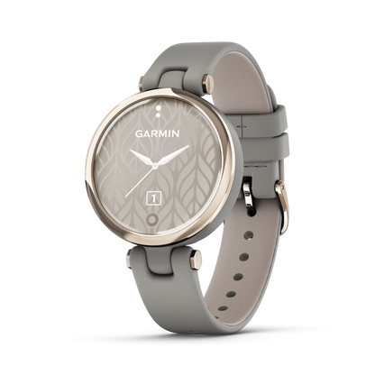 Garmin Lily - Classic Edition Cream Gold Bezel with Braloba Gray Case and Italian Leather Band