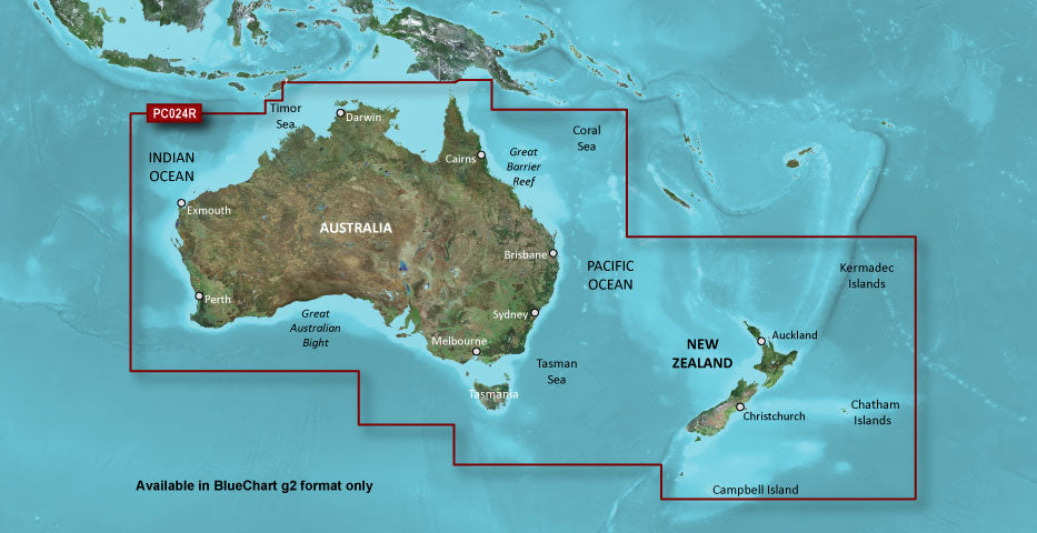 Garmin Australia and New Zealand Coastal Charts BlueChart g3 | HXPC024R | microSD/SD (010-C1020-20)