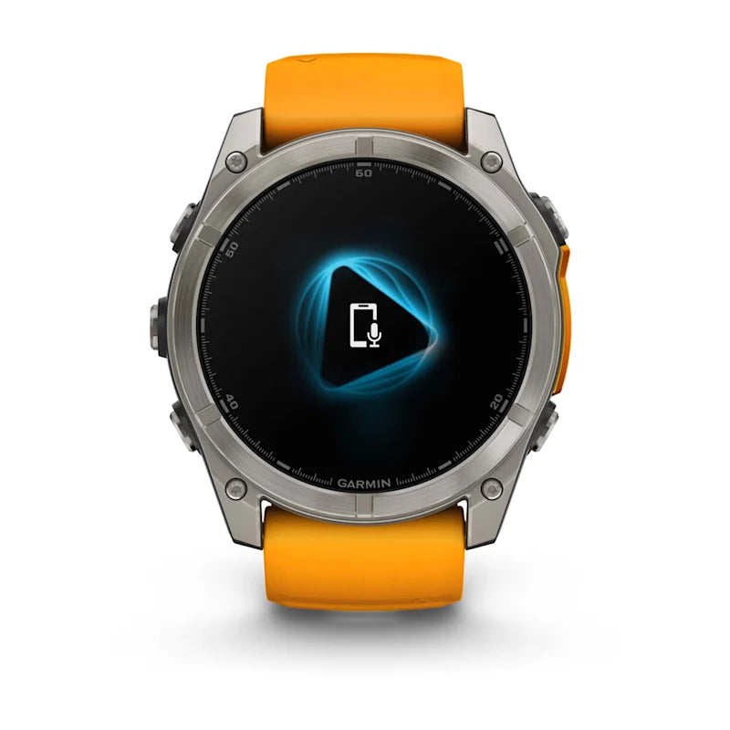 Garmin Fenix ​​8, 51 mm AMOLED Sapphire, titane avec bracelet en silicone Spark Orange/Graphite (010-02905-10)