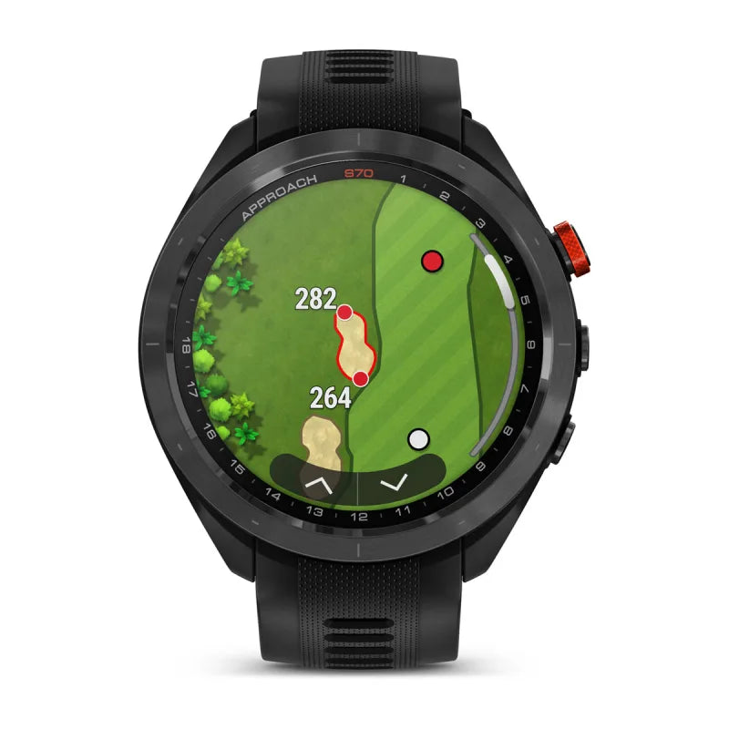 Garmin Approach S70, 47 mm Black/Red Ceramic Bezel with Black Silicone Band (010-02746-02)