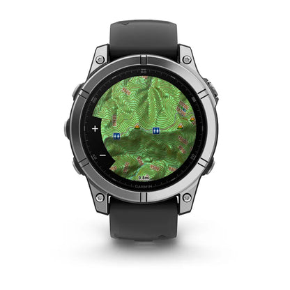 Garmin Fenix ​​E, 47 mm AMOLED, acero inoxidable con correa de silicona negra (010-03025-02)