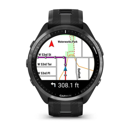 Garmin Forerunner 965, Carbon Gray DLC Titanium Bezel with Black Case and Black/Powder Gray Silicone Band (010-02809-00)