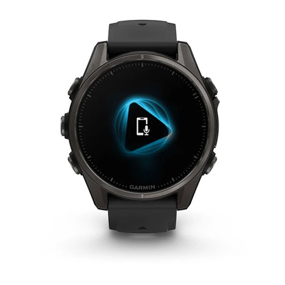 Garmin Fenix ​​8, AMOLED 43 mm, titane DLC gris carbone saphir avec bracelet en silicone noir/gris galet (010-02903-20)