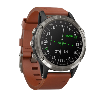 Garmin D2 Delta Aviator, bracelet en cuir marron, montre intelligente GPS pour pilotes (010-01988-30)