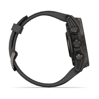 Garmin Fenix ​​8, AMOLED 43 mm, titane DLC gris carbone saphir avec bracelet en silicone noir/gris galet (010-02903-20)