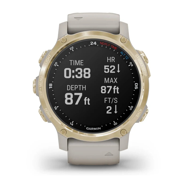 Garmin Descent Mk2S Light Gold with Light Sand Silicone Band (Garmin Certified Refurbished)