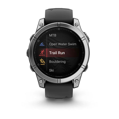 Garmin Fenix ​​E, 47 mm AMOLED, acero inoxidable con correa de silicona negra (010-03025-02)