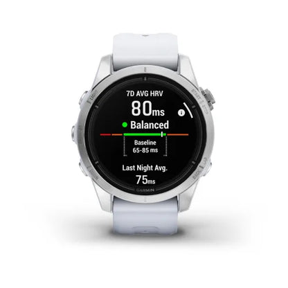 Garmin Epix Pro (Gen 2), 42 mm Édition Standard Argent avec bracelet Whitestone (010-02802-00)