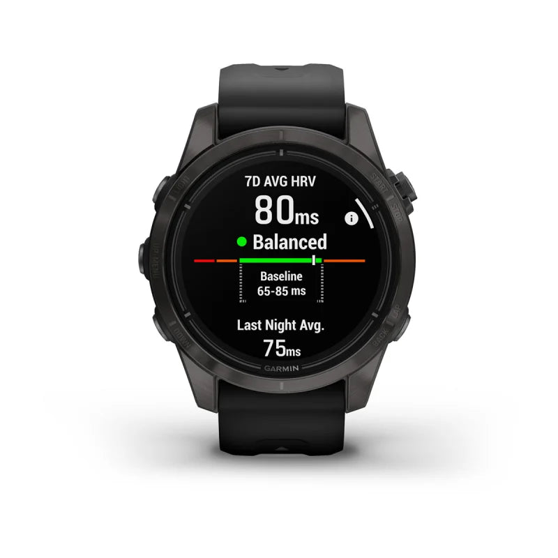 Garmin Epix Pro (Gen 2), 42 mm Sapphire Edition Carbon Gray DLC Titanium avec bracelet noir (010-02802-14)