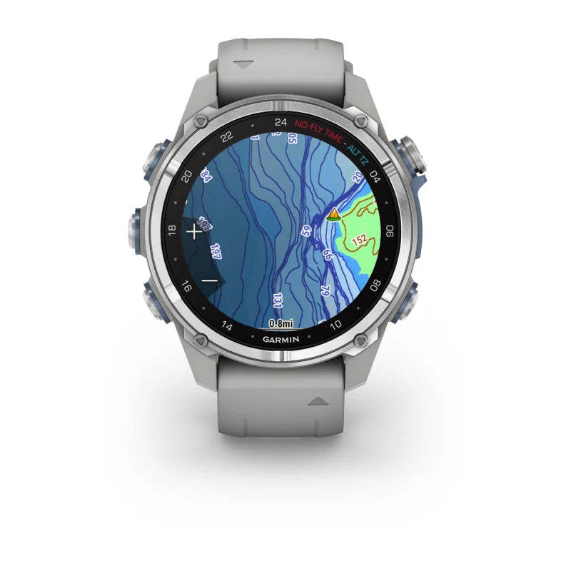 Garmin Descent Mk3, 43 mm, acero inoxidable con correa de silicona gris niebla (010-02753-03)