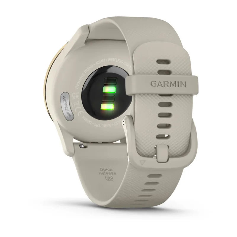 Garmin Vívomove Trend Cream Gold Stainless Steel Bezel with French Gray Case and Silicone Band (Garmin Certified Refurbished)